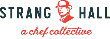 Strang Hall a chef collective logo with red chef illustration and text